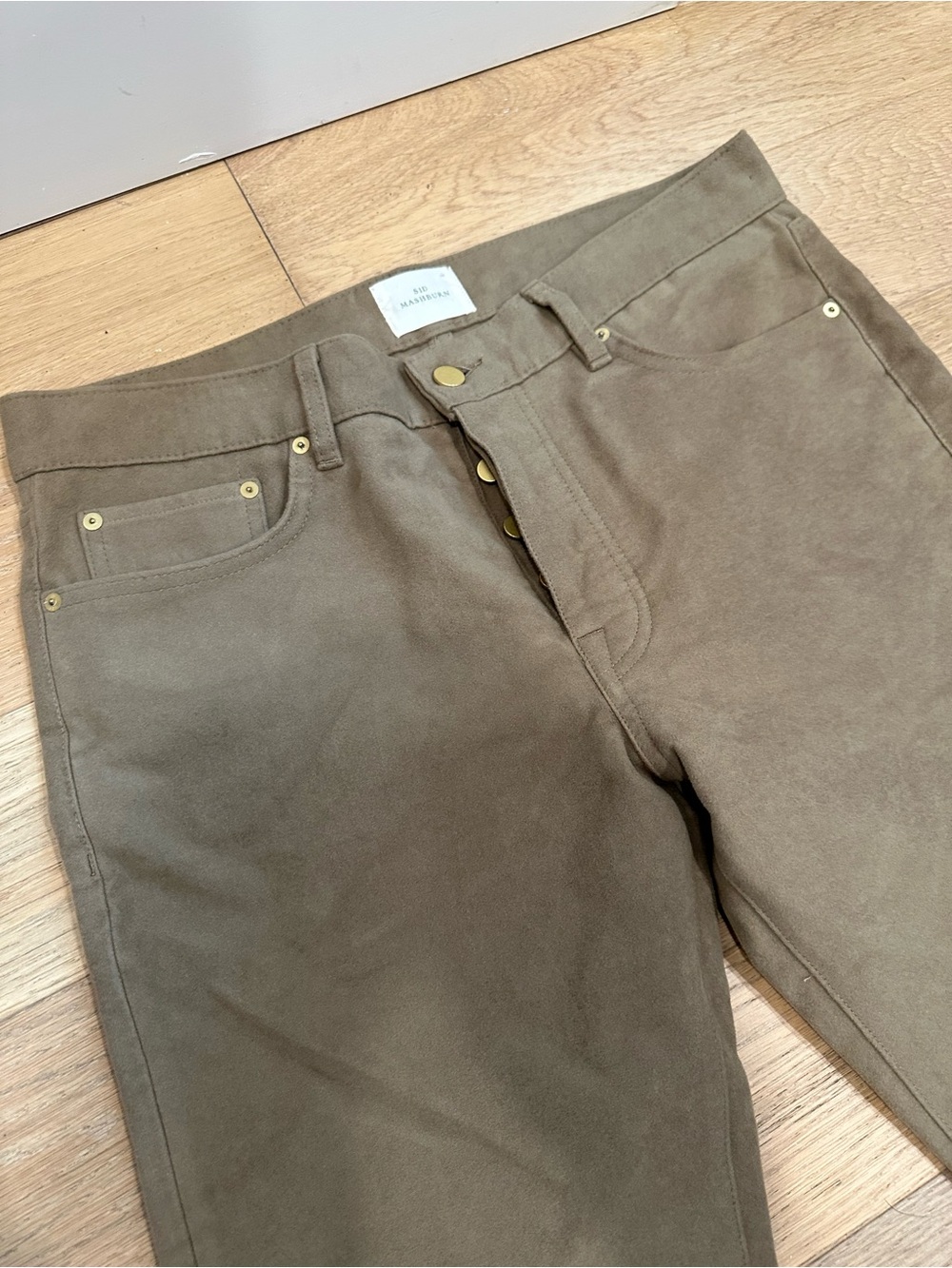 Sid Mashburn Trousers Men's 34x32 Brown Moleskin Button Fly Chino - Picture 2 of 12